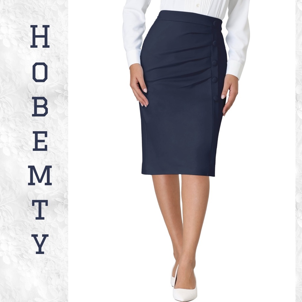 Hobemty..Navy Blue Women's Skirt NWT 18.5"waist 27"length